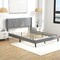 Platform Bed Frame with Linen Upholstered Wing-back Headboard and Solid Wood Legs